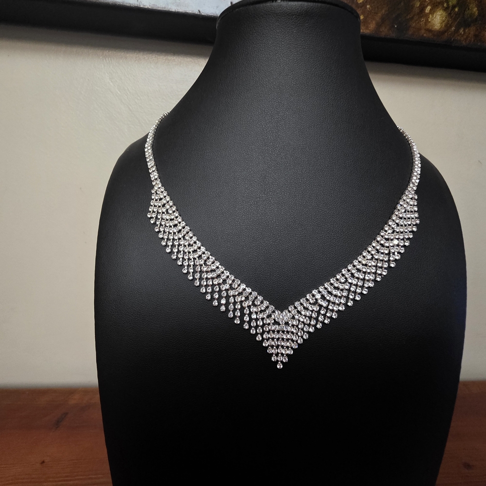 Elegant Small Rhinestone Necklace. Wedding Perfect. Stunning. Bridal Necklace.